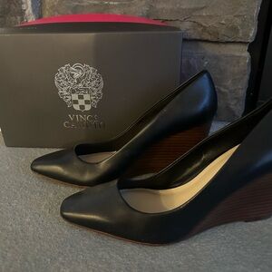 Vince Camuto Black Leather Wedges